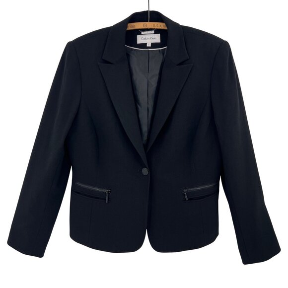 Calvin Klein Jackets & Blazers - Calvin Klein Blazer Womens 12 Black Stretch Suit Jacket Office Goth Academia